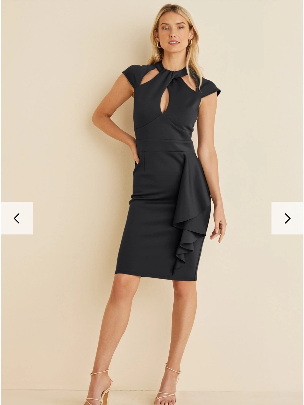 VENUS Black Midi Dress